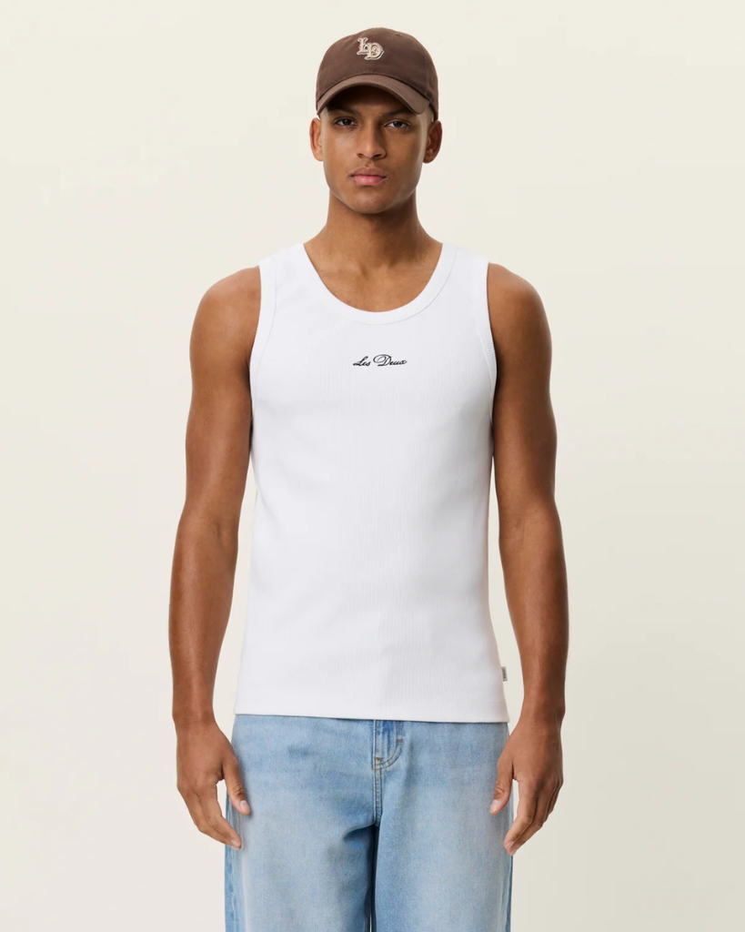 Les Deux Arthur Logo Rib Tanktop Hvid