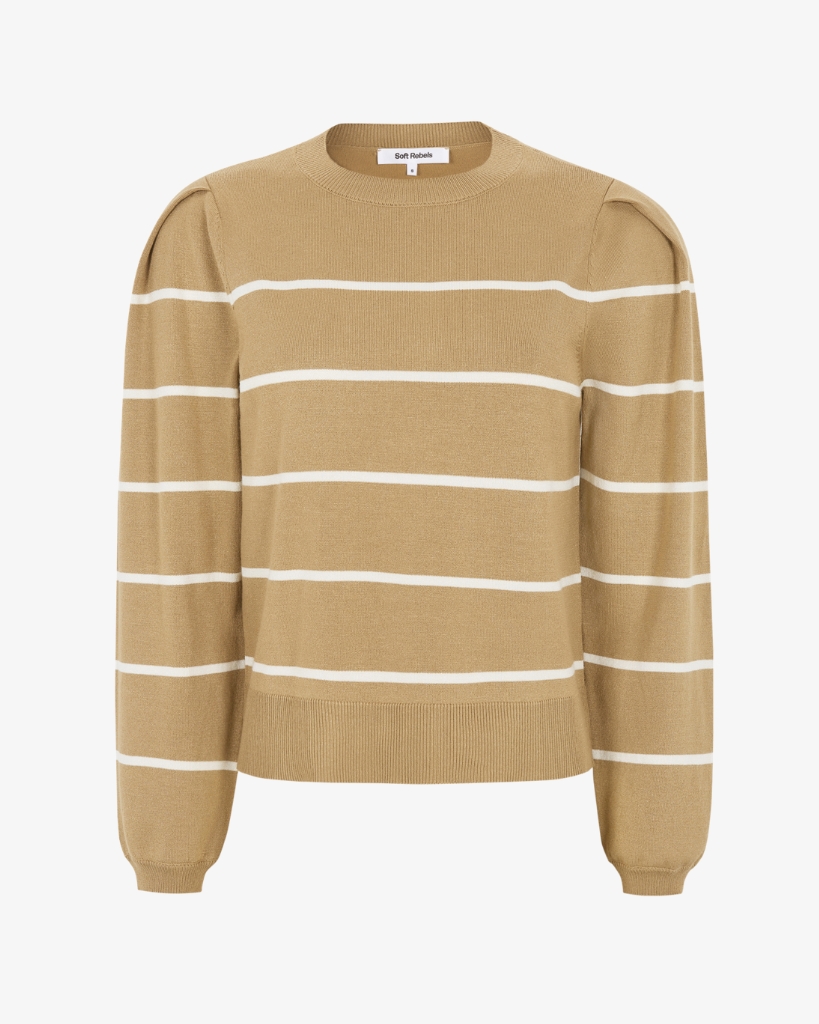 Soft Rebels Marla Bluse Stripe Beige/hvid