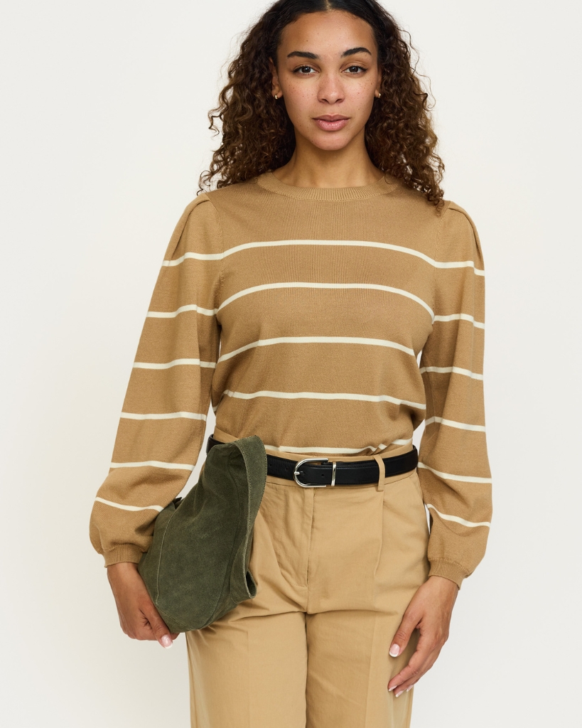 Soft Rebels Marla Bluse Stripe Beige/hvid