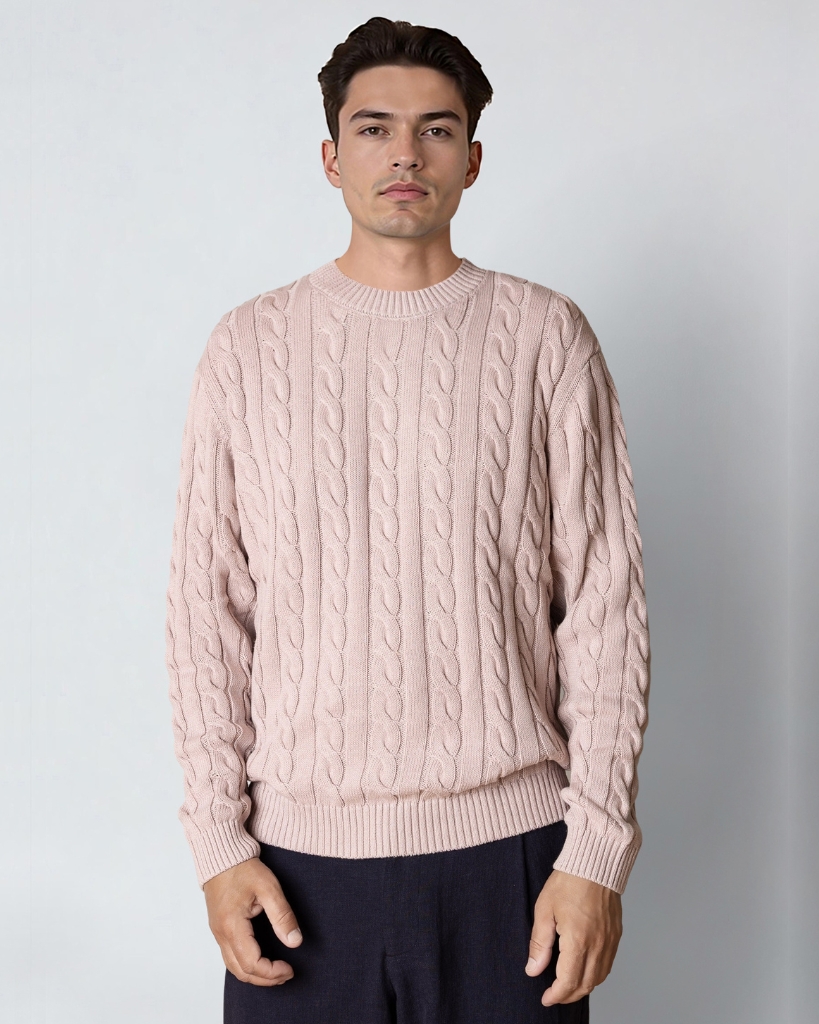 Clean Cut August Cable Strik Lyserød