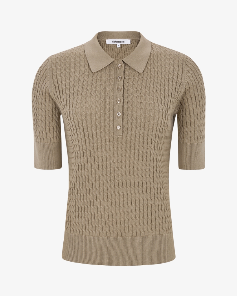 Soft Rebels Beth Strikpolo Mørk Sand