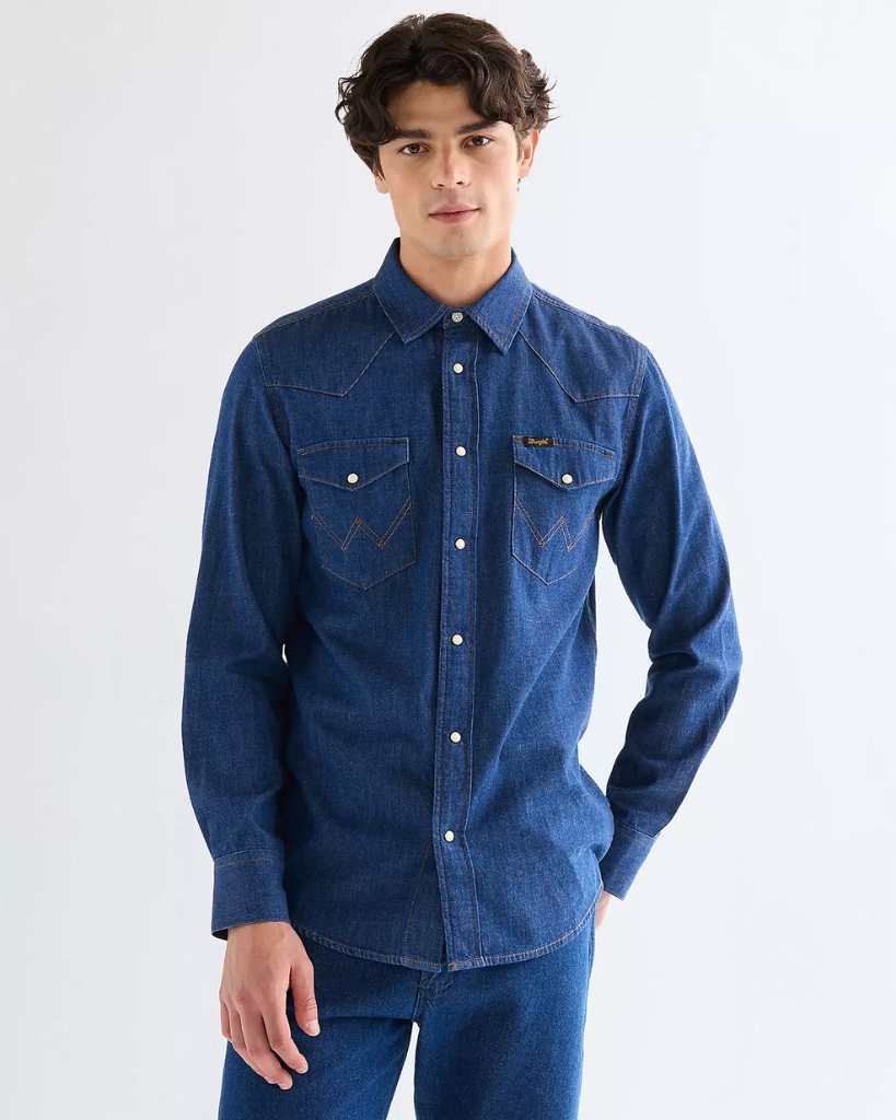 Wrangler Western Skjorte Blå