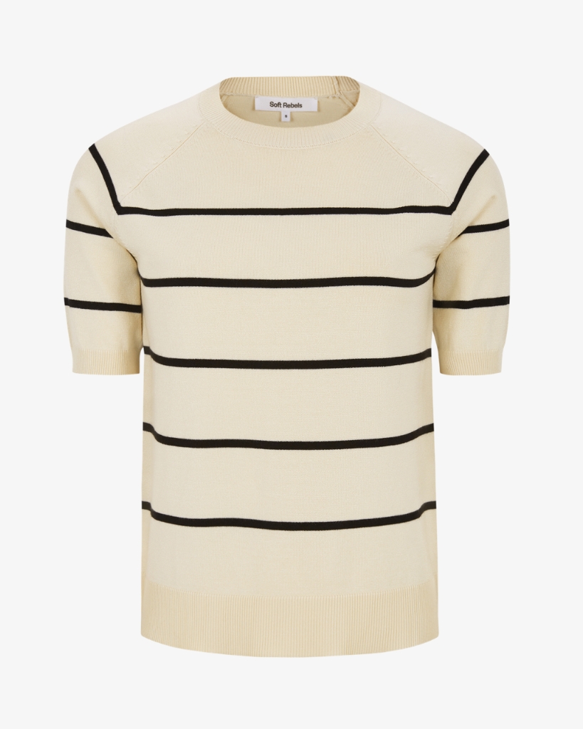 Soft Rebels Marla Stripe Strik Offwhite/sort