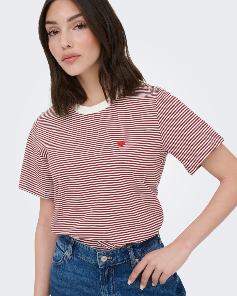 JDY Pisa T-shirt Rød/Offwhite