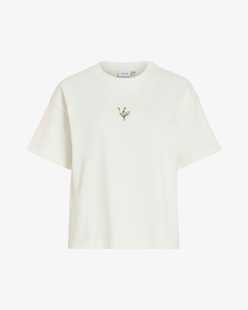 Vila Vimonie Floral T-shirt Hvid