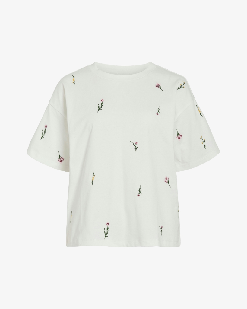 Vila Vimonie Floral T-shirt Hvid