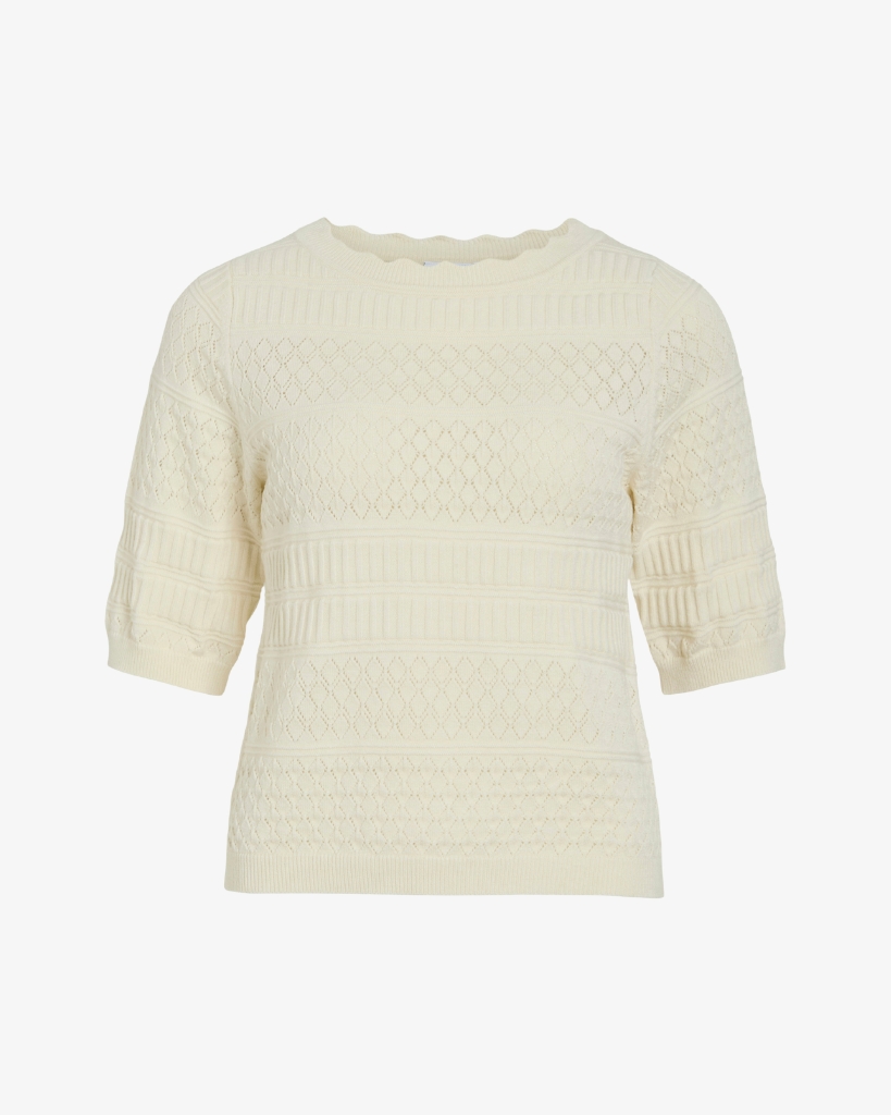 Vila Vimilos Pointelle Bluse Offwhite