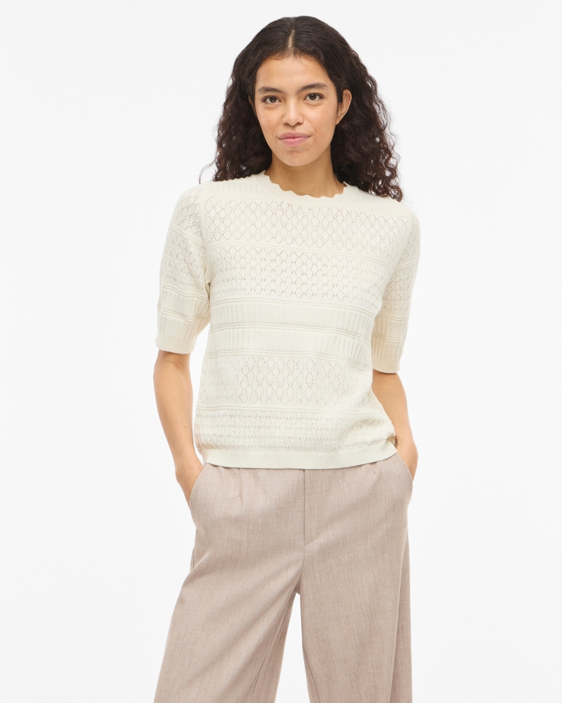 Vila Vimilos Pointelle Bluse Offwhite