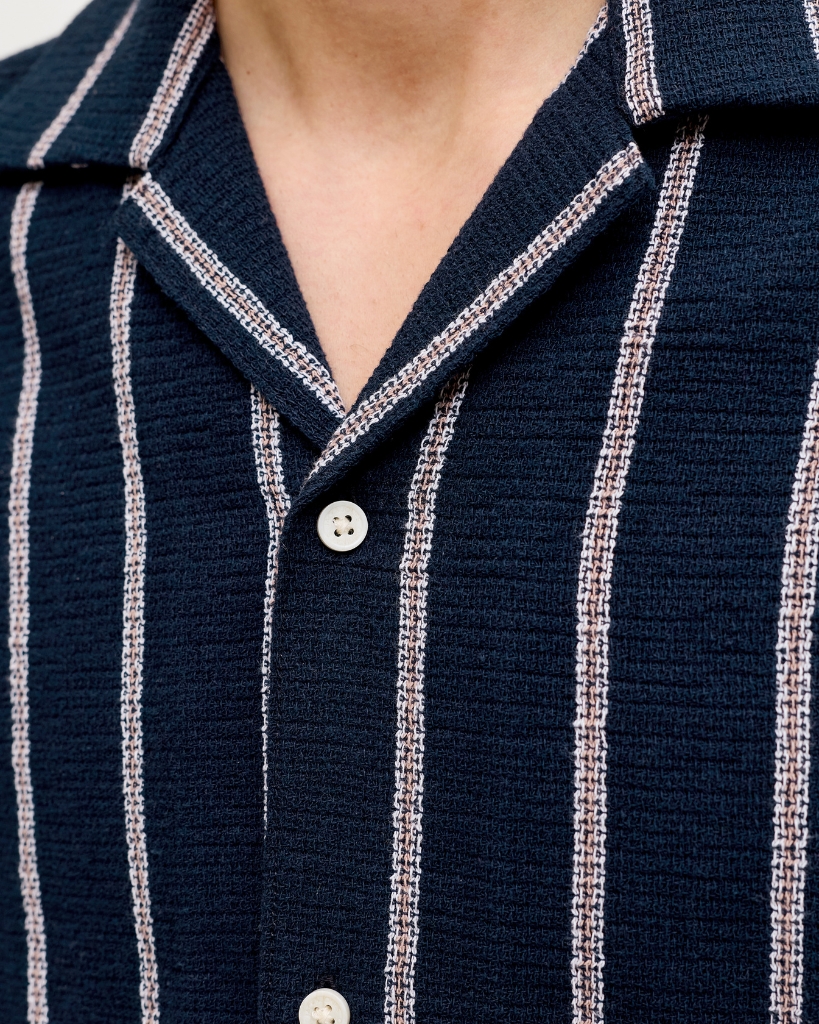 Jack Jones Coba Stribet Skjorte Mørkeblå