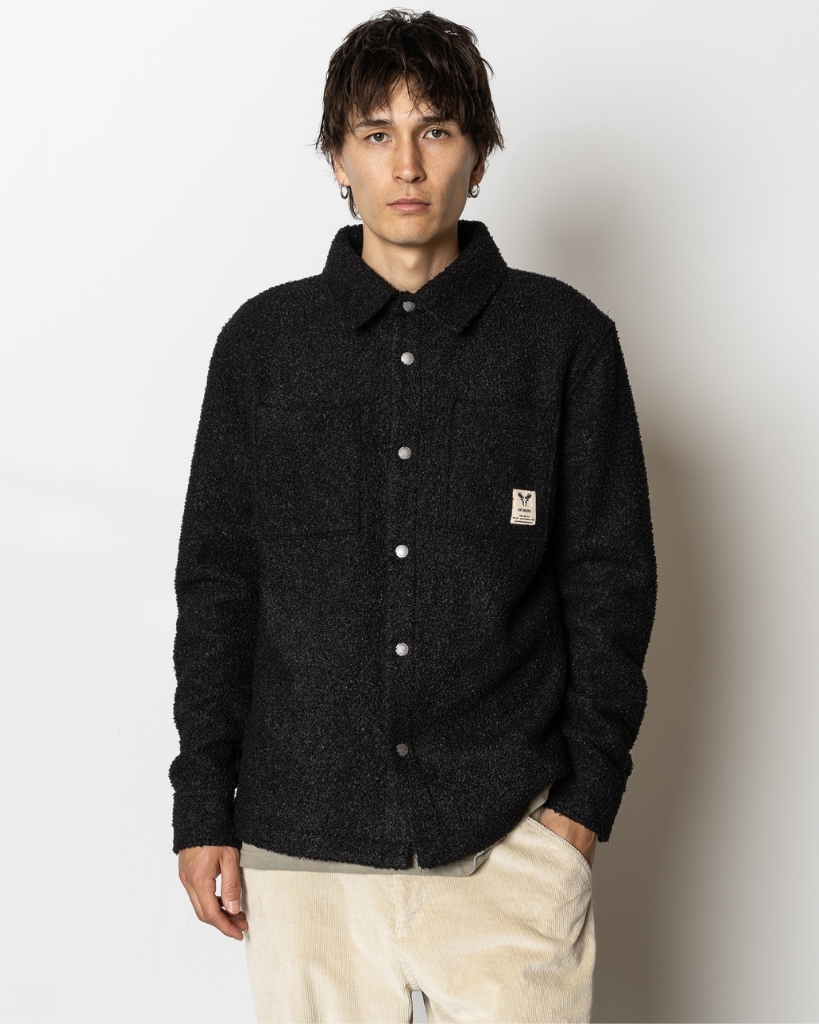 Fat Moose Ace Boucle Overshirt Sort