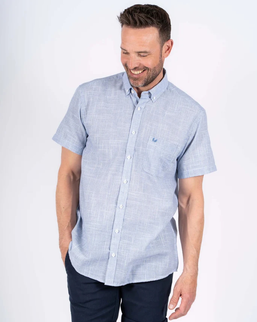 Pre End Edwin Kortærmet Skjorte Lyseblå