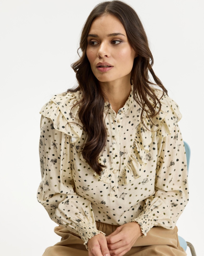 In Front Jesse Blouse Offwhite/grøn