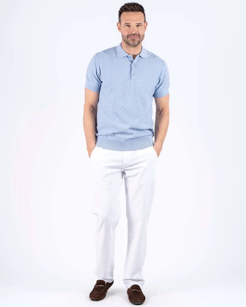 Pre End Charly Ternet Strik Polo Lyseblå