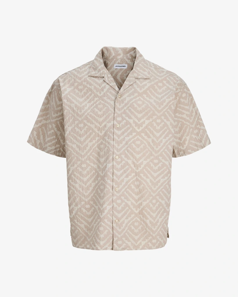 Jack Jones Kortærmet Milo Seersucker Skjorte Beige