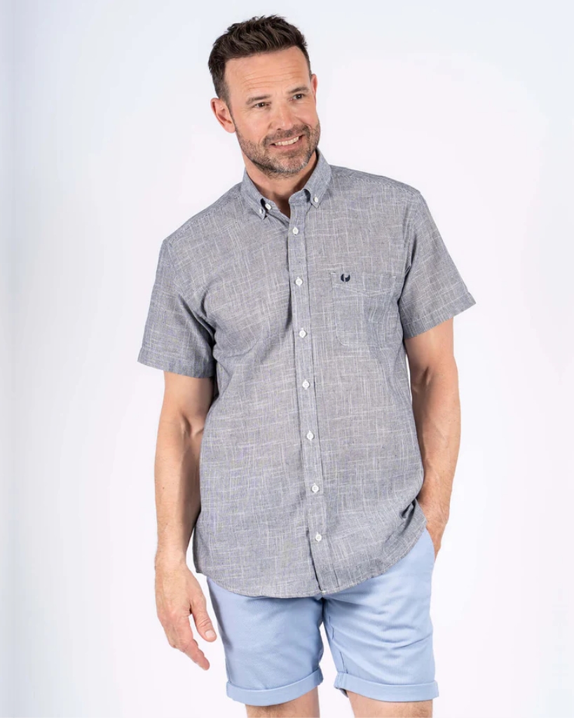 Pre End Edwin Kortærmet Skjorte Navy Plussize