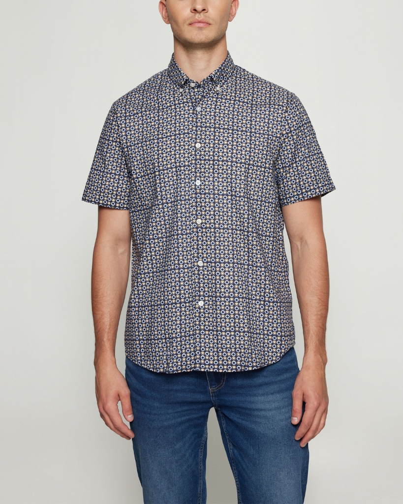 Signal GustafSi Mønstret Skjorte Mørkeblå