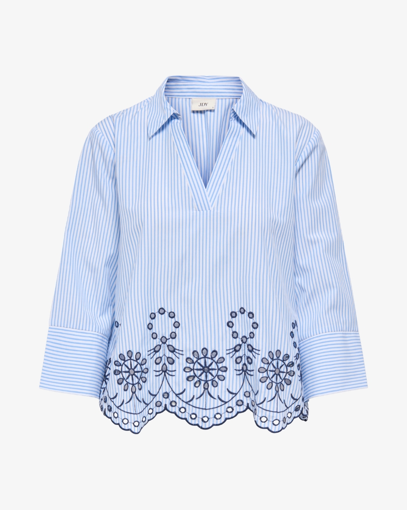 JDY Bille Bluse Lyseblå/Hvid