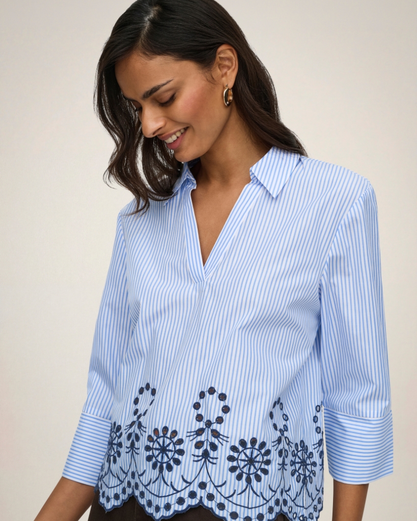 JDY Bille Bluse Lyseblå/Hvid