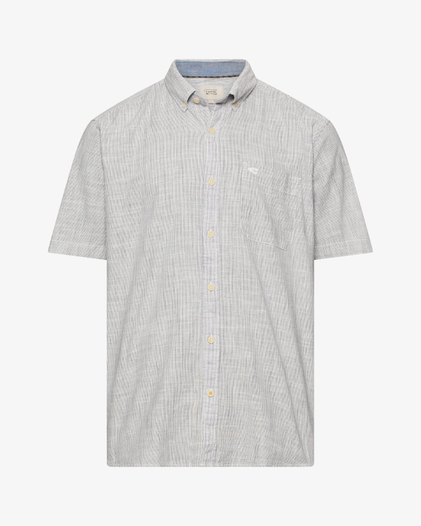 Camel Kortærmet Stribet Skjorte