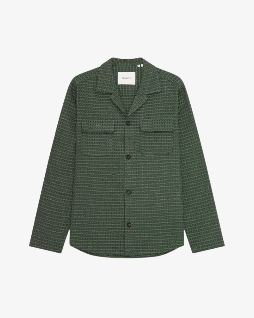 Les Deux Seersucker Ternet Overshirt Grøn