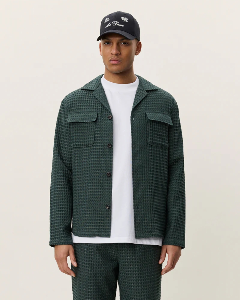 Les Deux Seersucker Ternet Overshirt Grøn