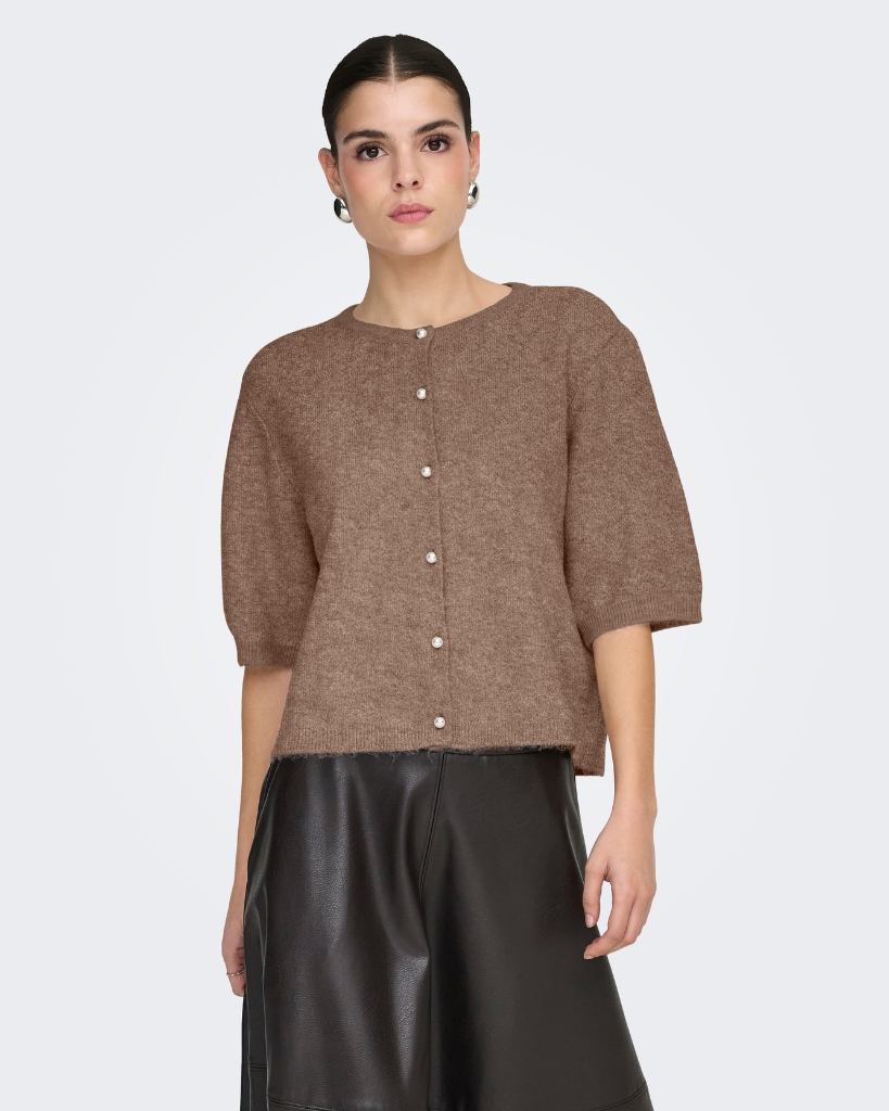 JDY Rue Life Pearl Cardigan Brun