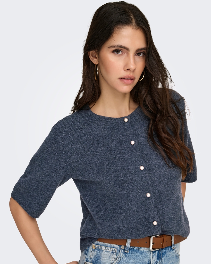 JDY Rue Life Pearl Cardigan Blå