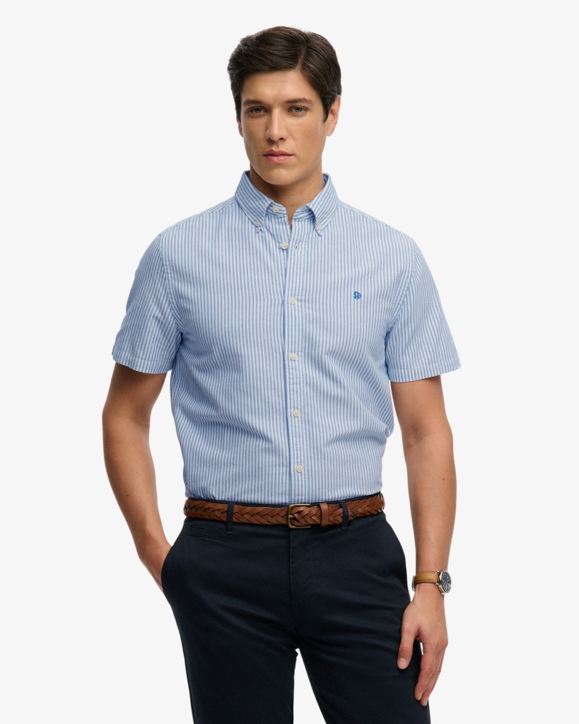 Superdry Preppy Oxford Stribet Skjorte Blå