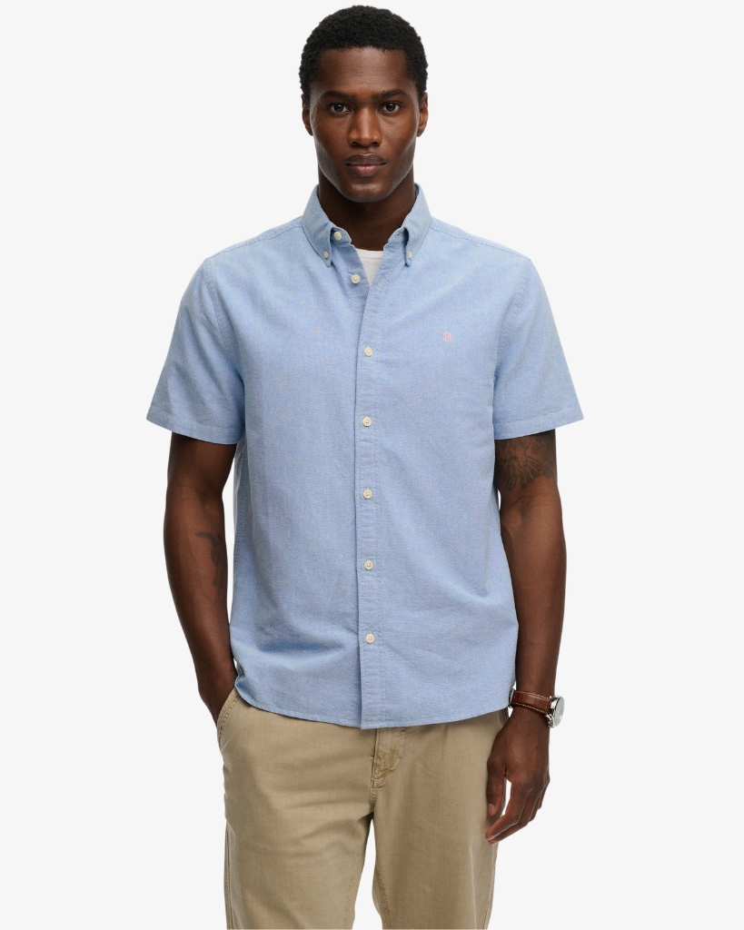 Superdry Preppy Oxford Kortærmet Skjorte Blå