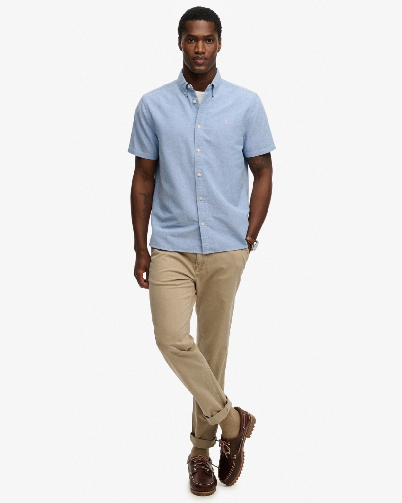 Superdry Preppy Oxford Kortærmet Skjorte Blå