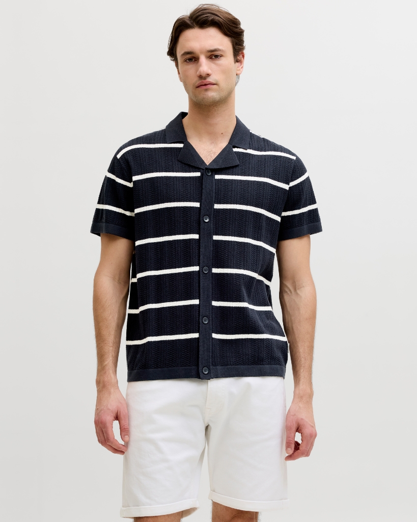 JJ Rebel Stance Strik Skjorte Navy Stribet