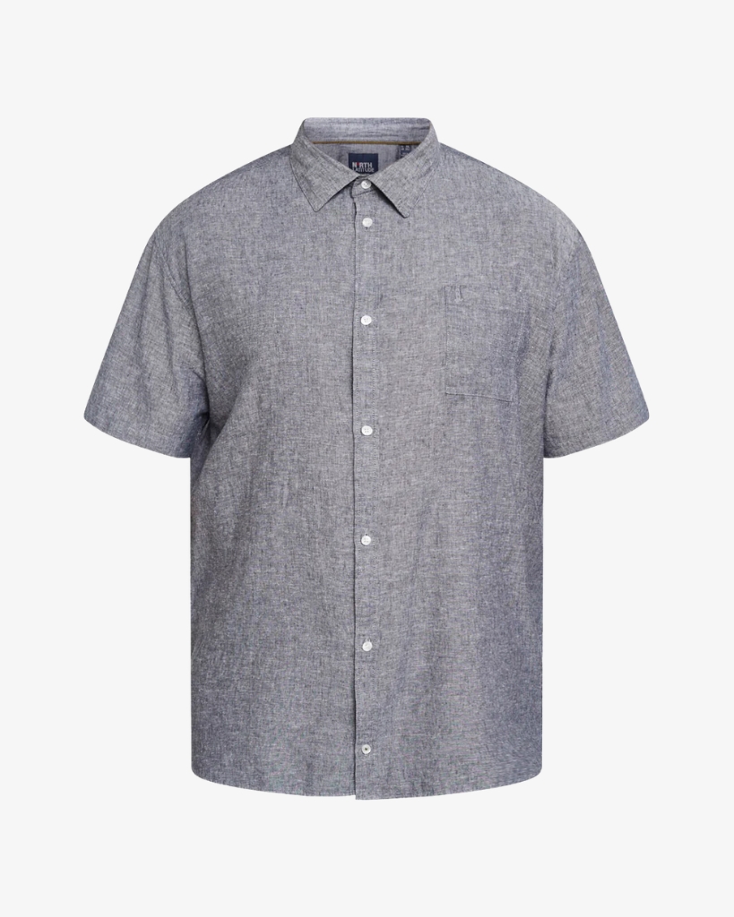 North Latitude Kortærmet Skjorte Navy Plussize