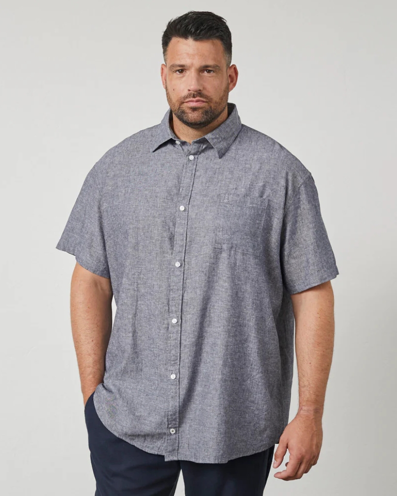North Latitude Kortærmet Skjorte Navy Plussize