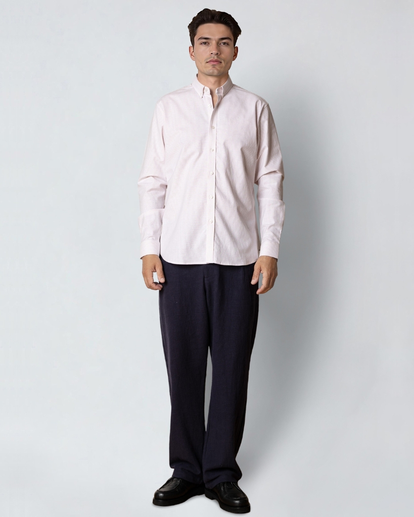 Clean Cut Oxford Stribet Skjorte Lyserød