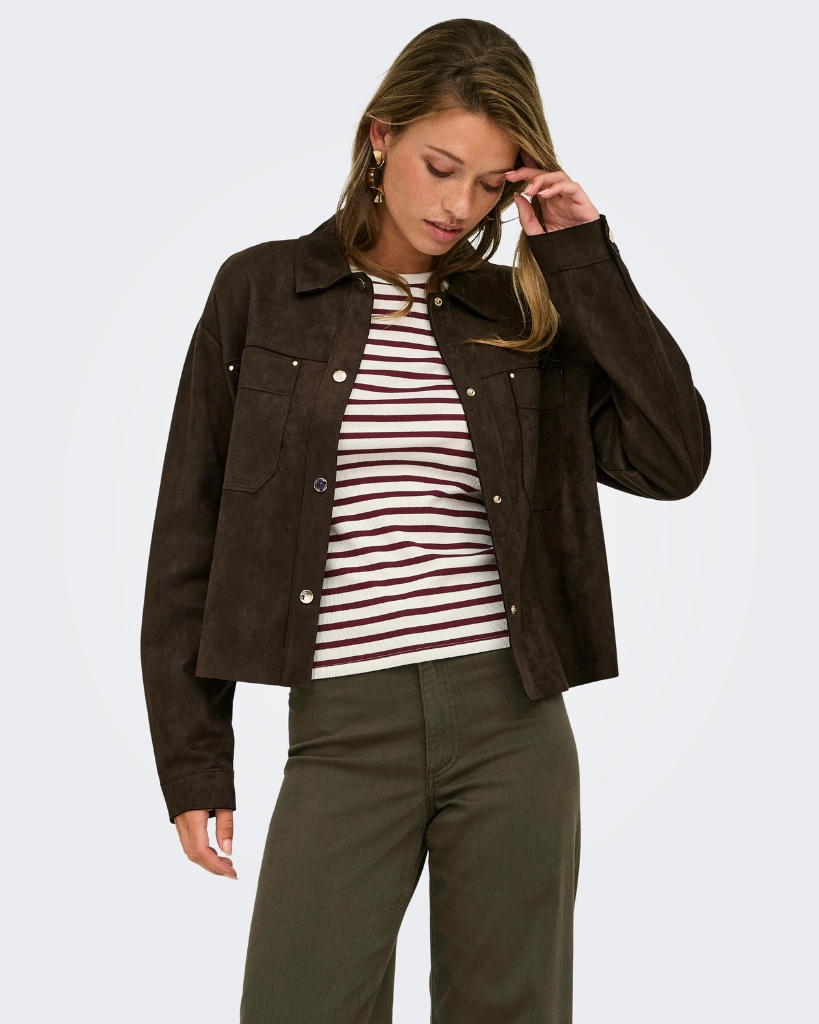 JDY Julle Fake Suede Skjorte Brun