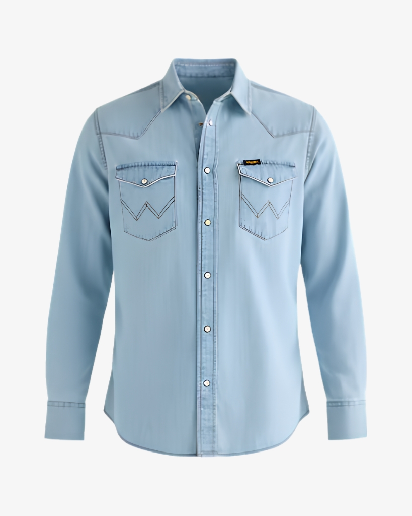 Wrangler Western Skjorte Lyseblå
