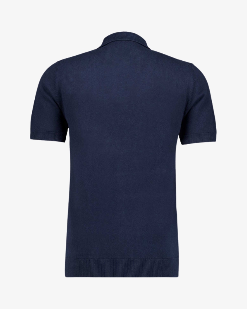 Ragman Strik Polo Mørkeblå