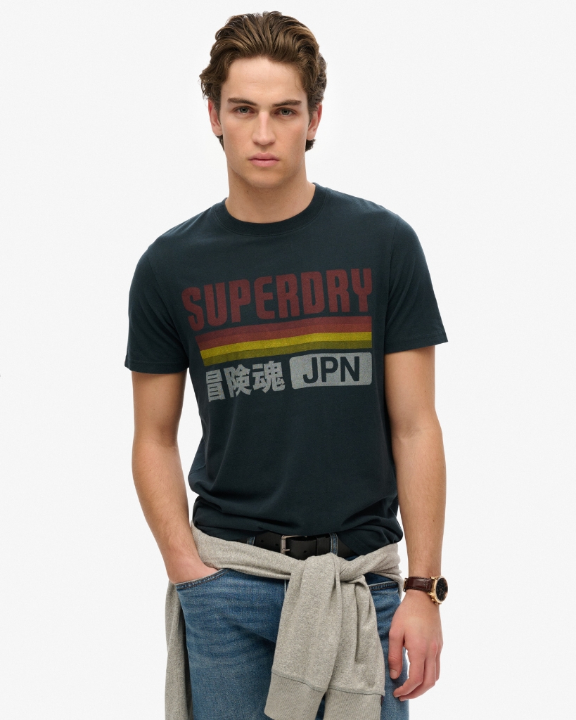Superdry Japan Stripe T-Shirt Navy