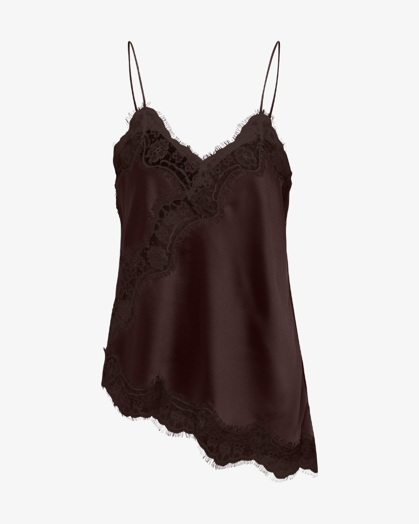 JDY Fifi Asym Lace Singlet Brun