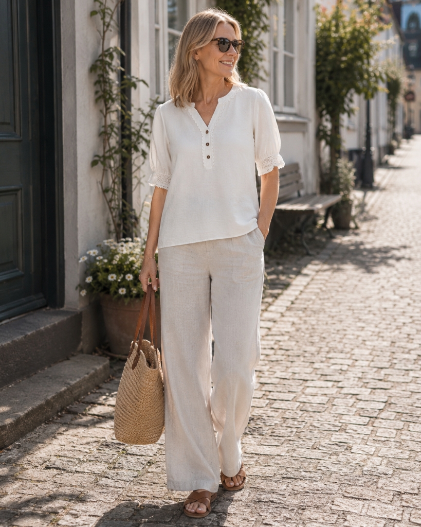In-Front Bluse Bianca Creme