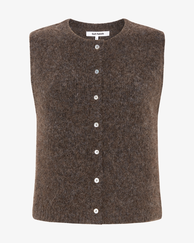 Soft Rebels Camilla Strik Vest Brun