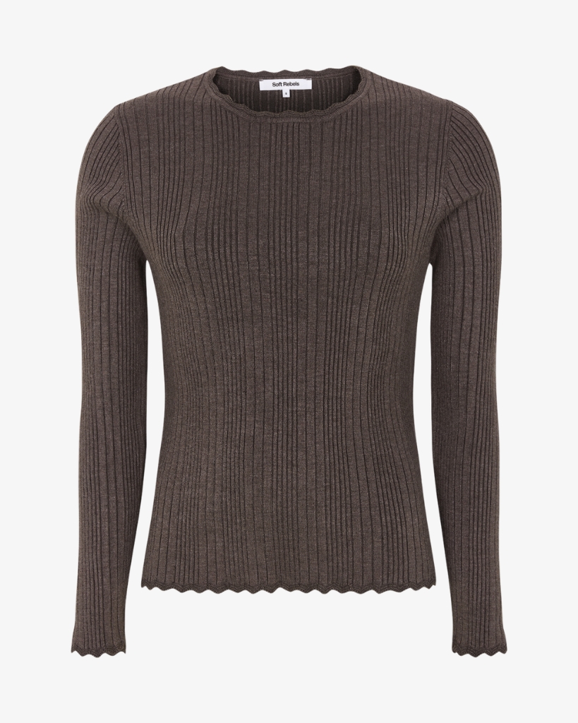 Soft Rebels Marla Lace Edge Strik Brun