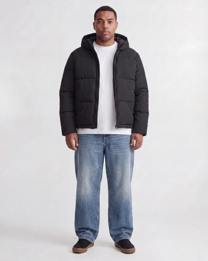 Jack Jones Galaxy Puffer Jakke Sort Plussize