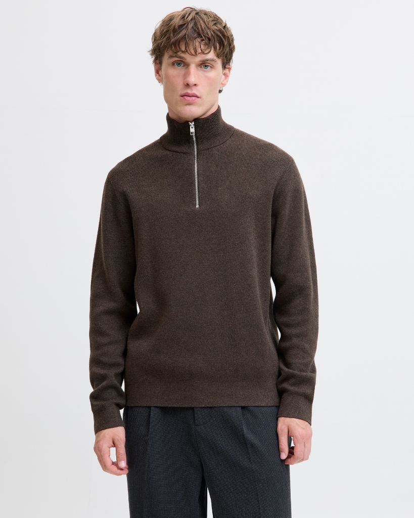 Jack Jones Milano Half-zip Strik Brun