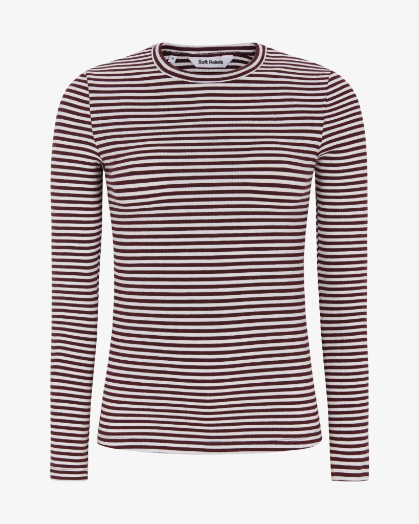Soft Rebels Fenja T-shirt Bordeaux Stribet