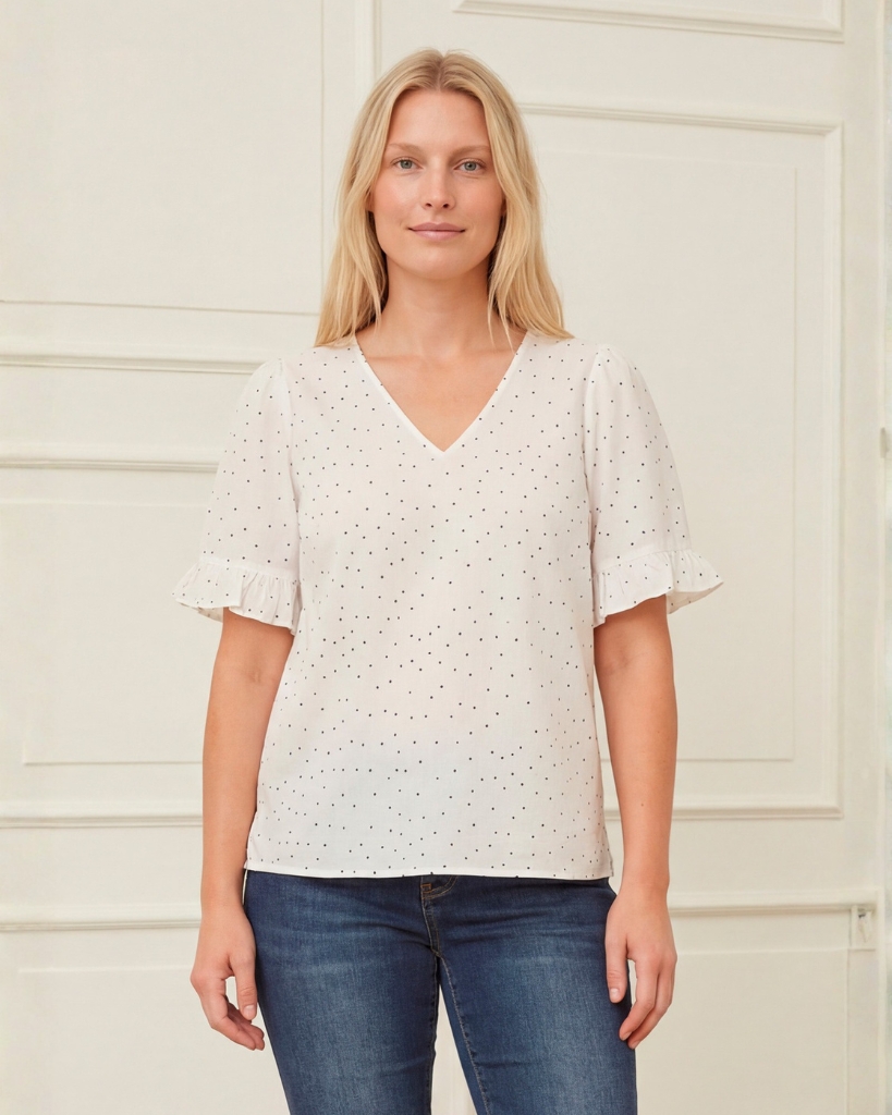 Isay Molly Bluse Hvid/sort