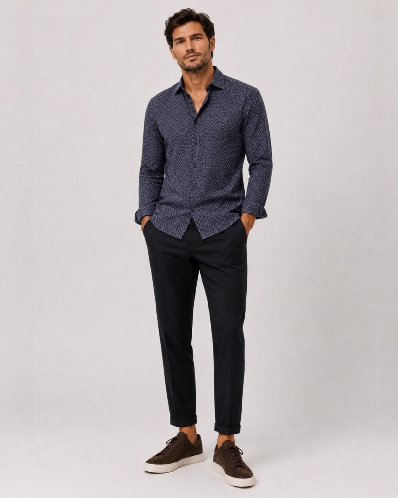 Clean Cut Emil Stretch Skjorte Navy