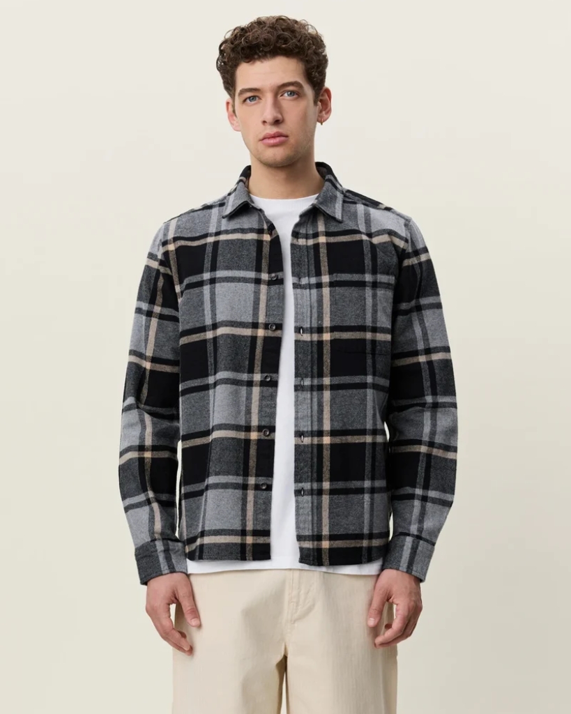 Les Deux Check Flannel Skjorte Grå