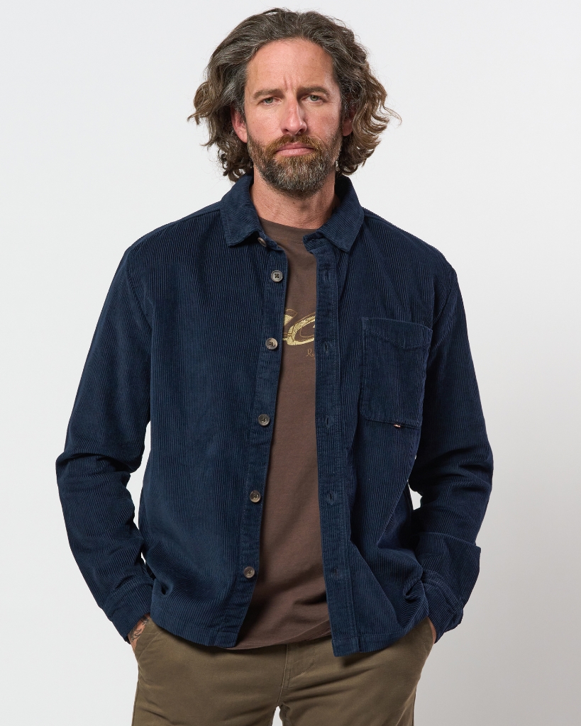 MCS Erik Corduroy Overshirt Mørkeblå