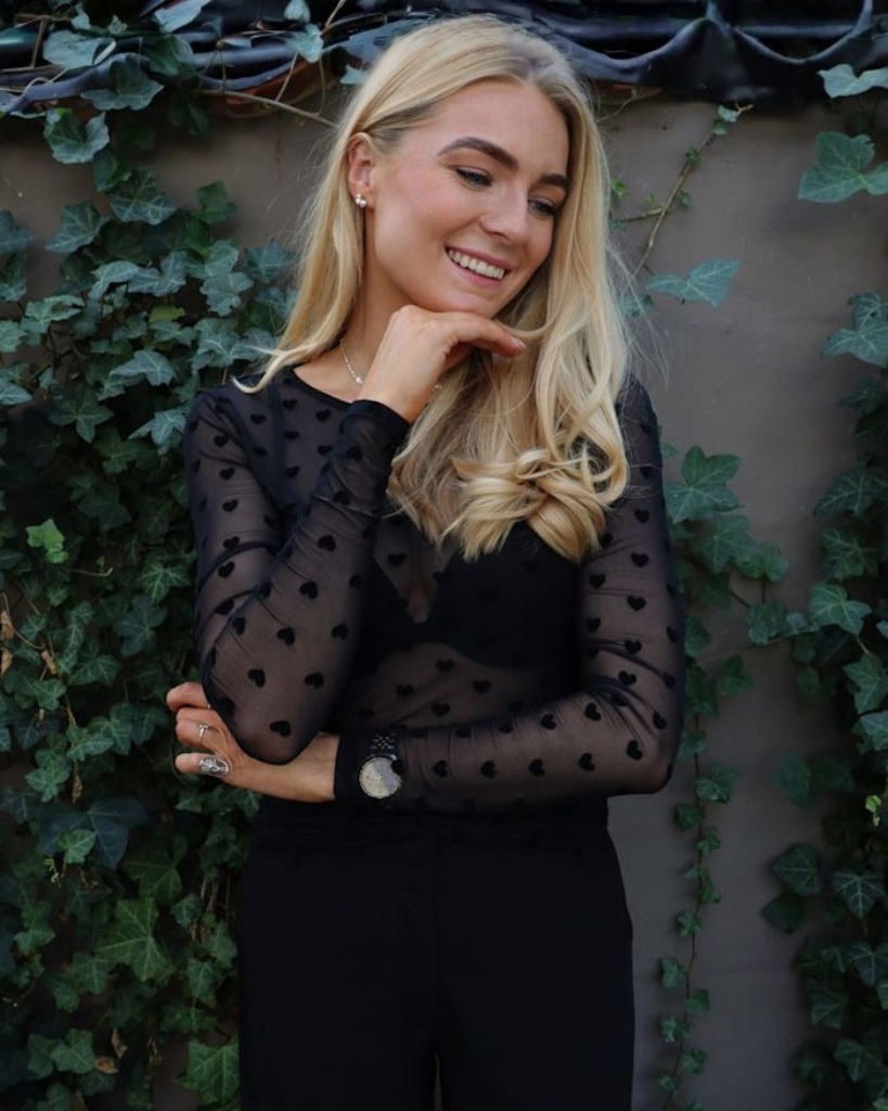 Liberte Mesh Bluse Sort Hjerter